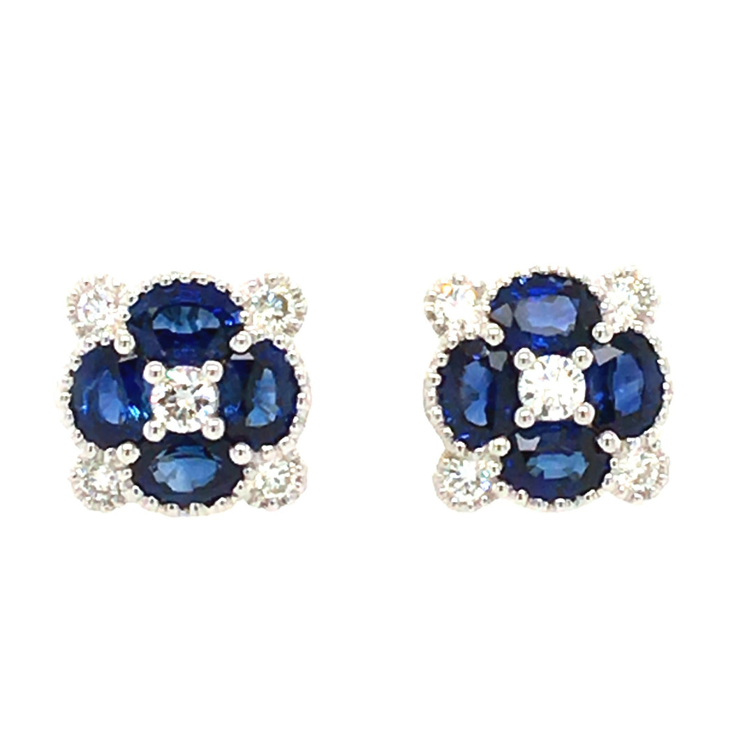 Sapphire & Diamond Noughts 'n' Crosses Stud Earrings