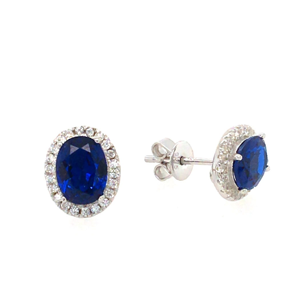 Royal Blue Silver Halo Earrings