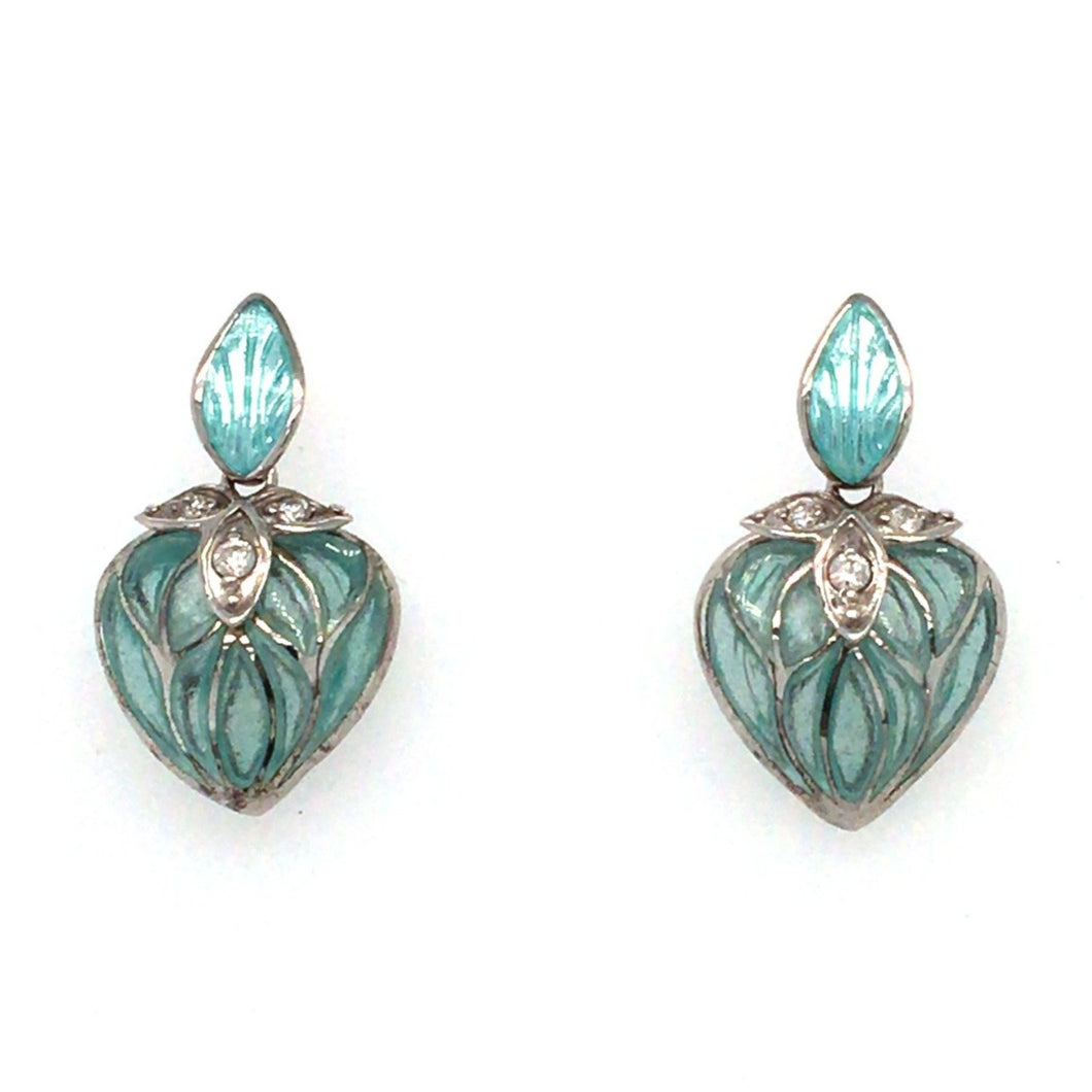 Diamond & Enamel Heart Earrings