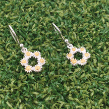 Load image into Gallery viewer, Daisy Circle Silver Drop Earrings
