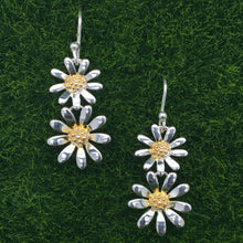 Load image into Gallery viewer, Daisy Double Drop Silver Earrings
