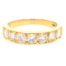 Load image into Gallery viewer, Diamond &amp; 18ct Gold Mill Grain Wide Band Ring
