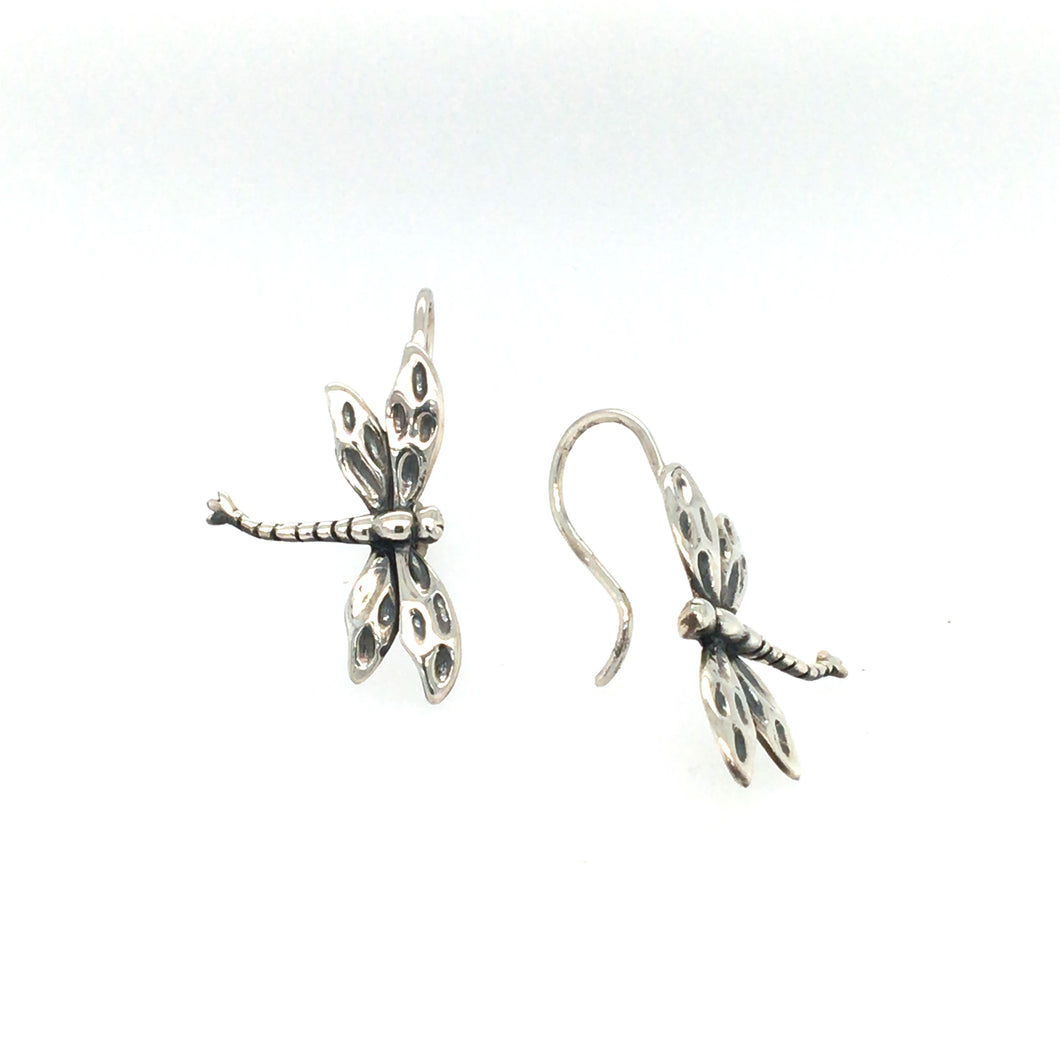 Handmade Silver Dragonfly Hook Earrings