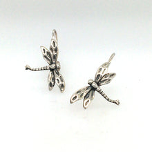 Load image into Gallery viewer, Handmade Silver Dragonfly Hook Earrings
