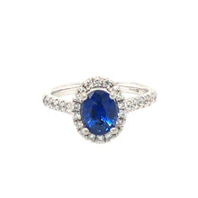 Load image into Gallery viewer, Sapphire Oval Halo Cluster Ring
