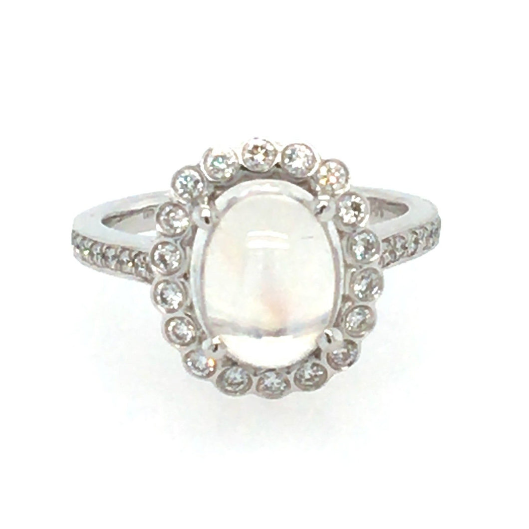 Fine Moonstone & Diamond Ring