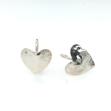 Load image into Gallery viewer, Handmade Silver Hammered Heart Hook Earrings
