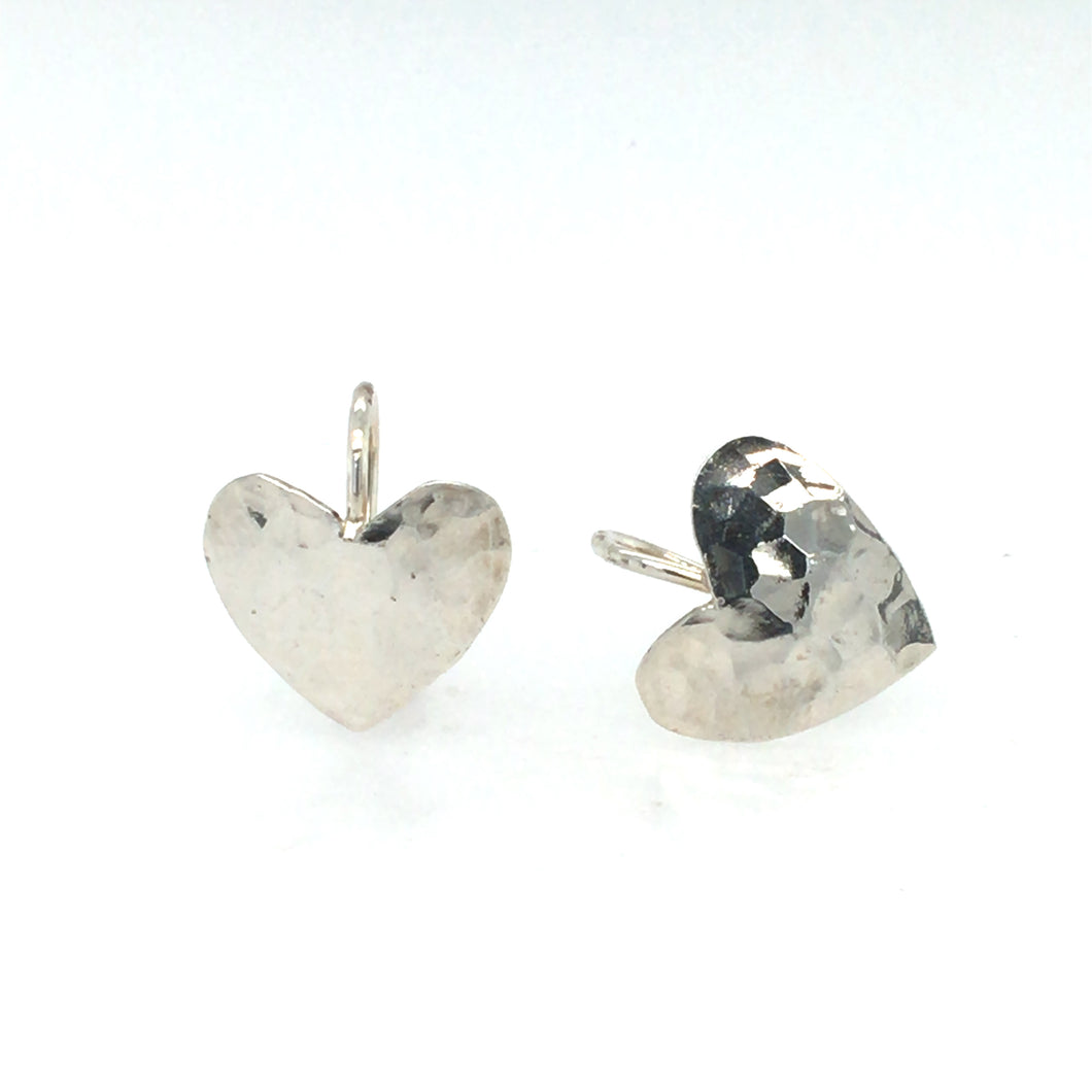 Handmade Silver Hammered Heart Hook Earrings