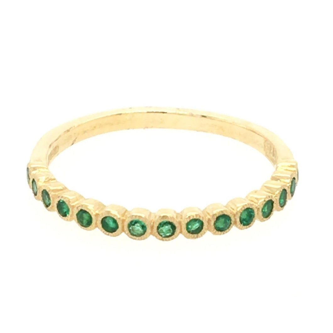 Emerald 18ct Gold Fine Rim Set Ring