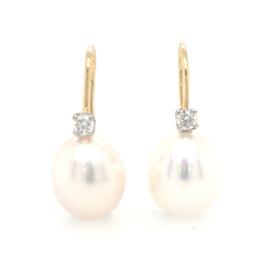 Pearl, Diamond 18ct Gold & Platinum Earrings