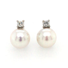 Load image into Gallery viewer, Cultured Pearl &amp; Diamond Earrings

