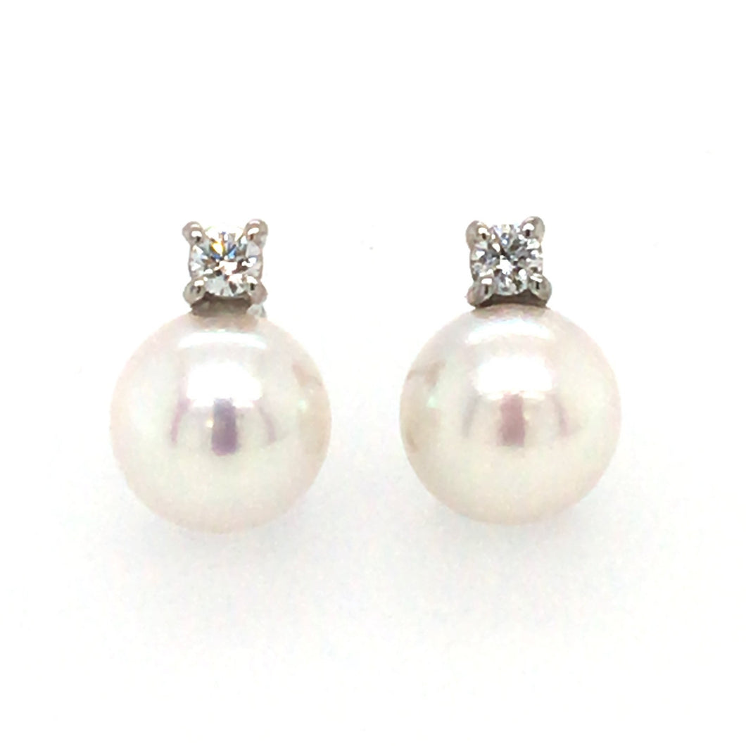 Cultured Pearl & Diamond Earrings