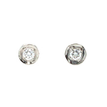 Load image into Gallery viewer, 18ct White Gold Organic Rim Diamond Stud Earrings

