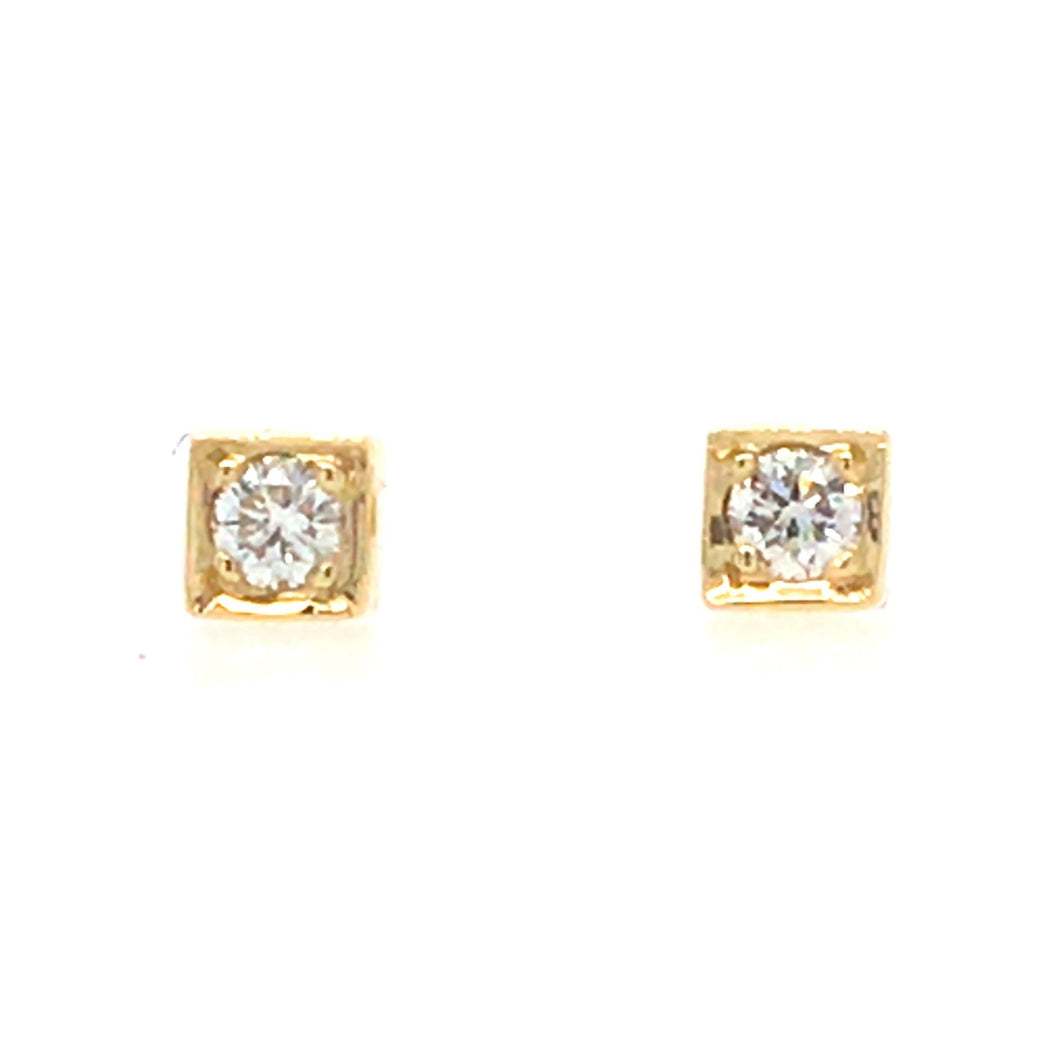 Fine Cube Diamond 18ct Gold Stud Earrings