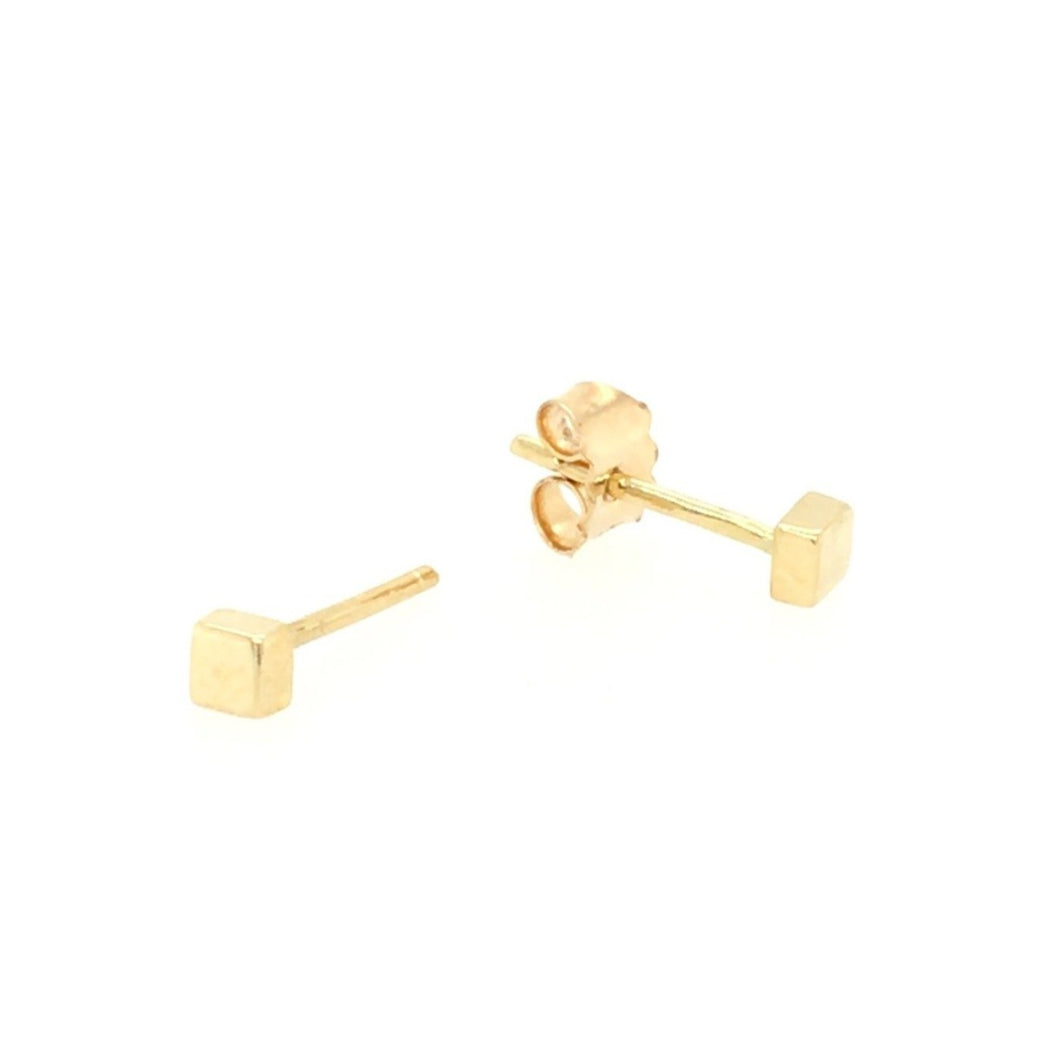 18ct Gold Handmade Cube Stud Earrings