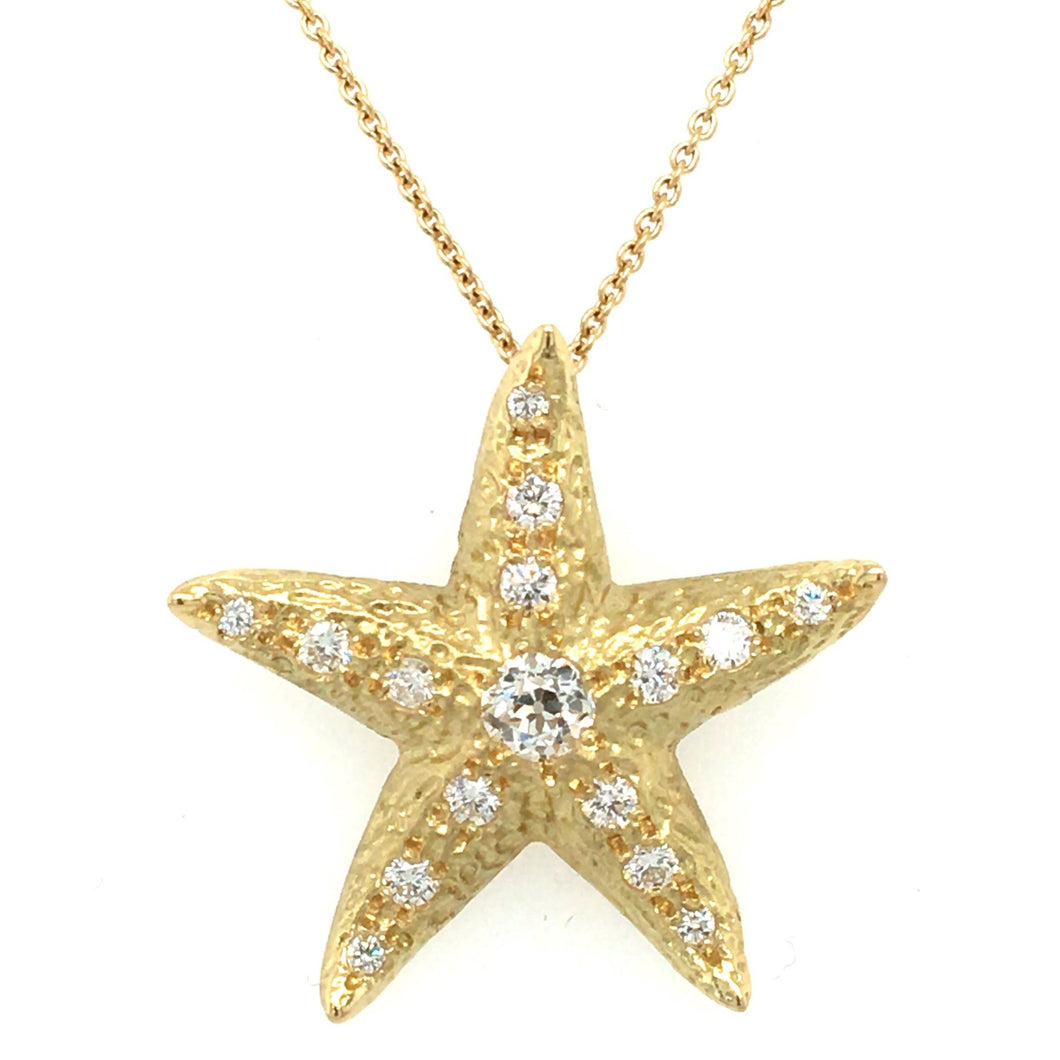 Diamond 18ct Gold Starfish Necklace