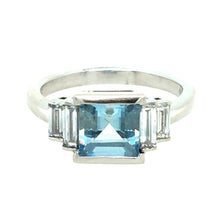 Load image into Gallery viewer, Aquamarine &amp; Diamond Platinum Ring
