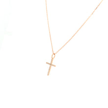 Load image into Gallery viewer, 18ct Rose Gold Small Diamond Cross Necklace
