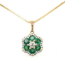Load image into Gallery viewer, Emerald &amp; Diamond Daisy Cluster Necklace
