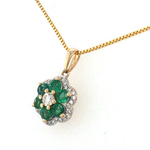 Load image into Gallery viewer, Emerald &amp; Diamond Daisy Cluster Necklace
