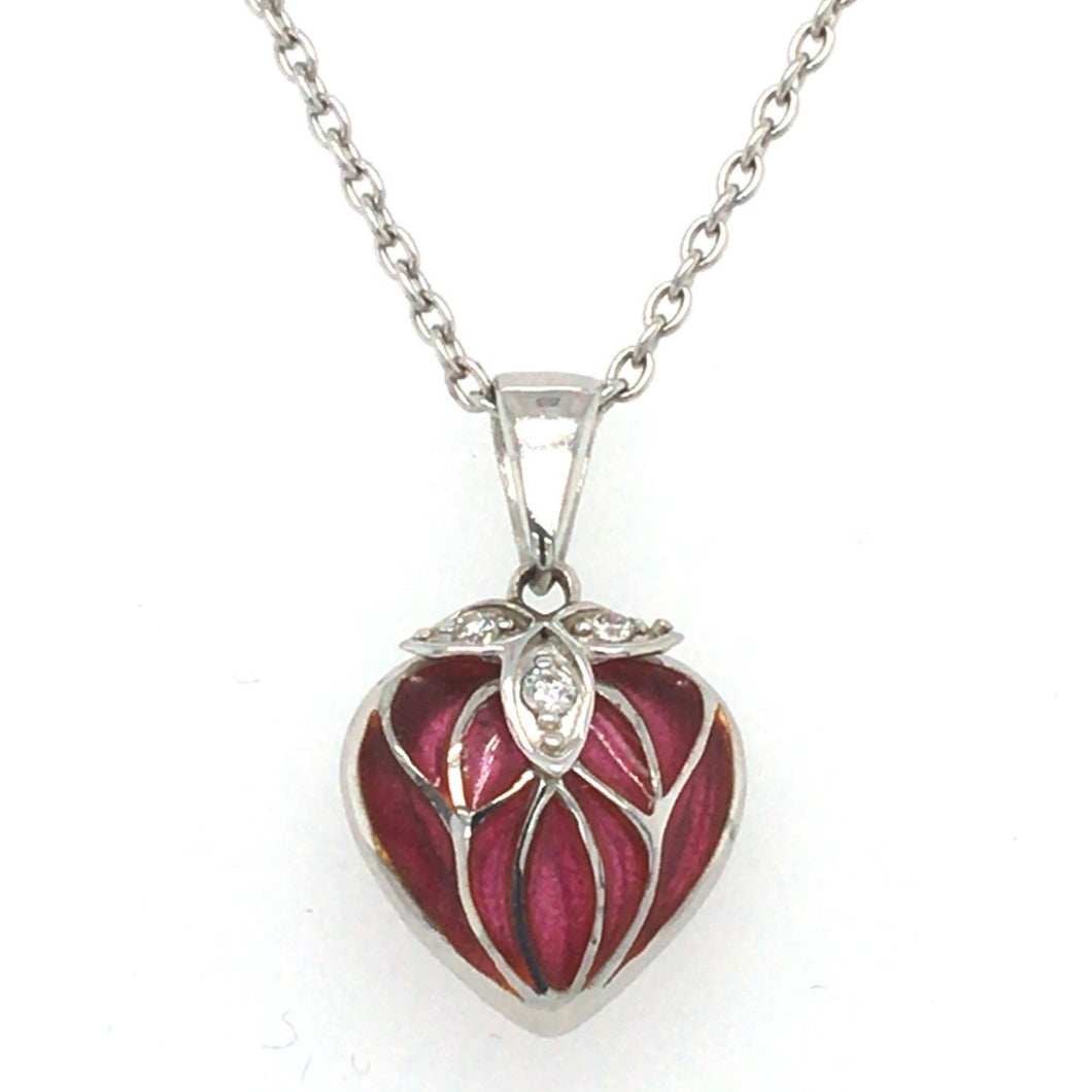 Enamel & Diamond Heart Necklace