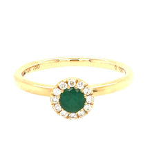 Load image into Gallery viewer, Emerald and Diamond Halo Ring
