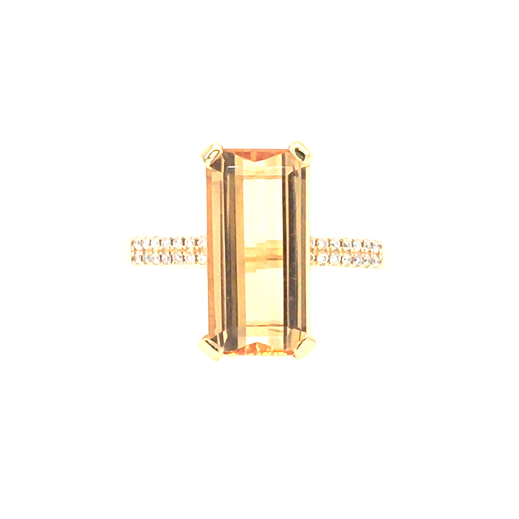 Golden Zircon & Diamond Ring