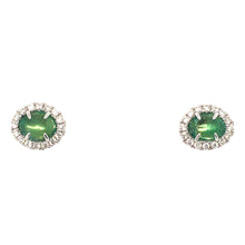 Load image into Gallery viewer, Emerald &amp; Diamond Organic Stud Earrings
