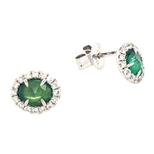 Load image into Gallery viewer, Emerald &amp; Diamond Organic Stud Earrings
