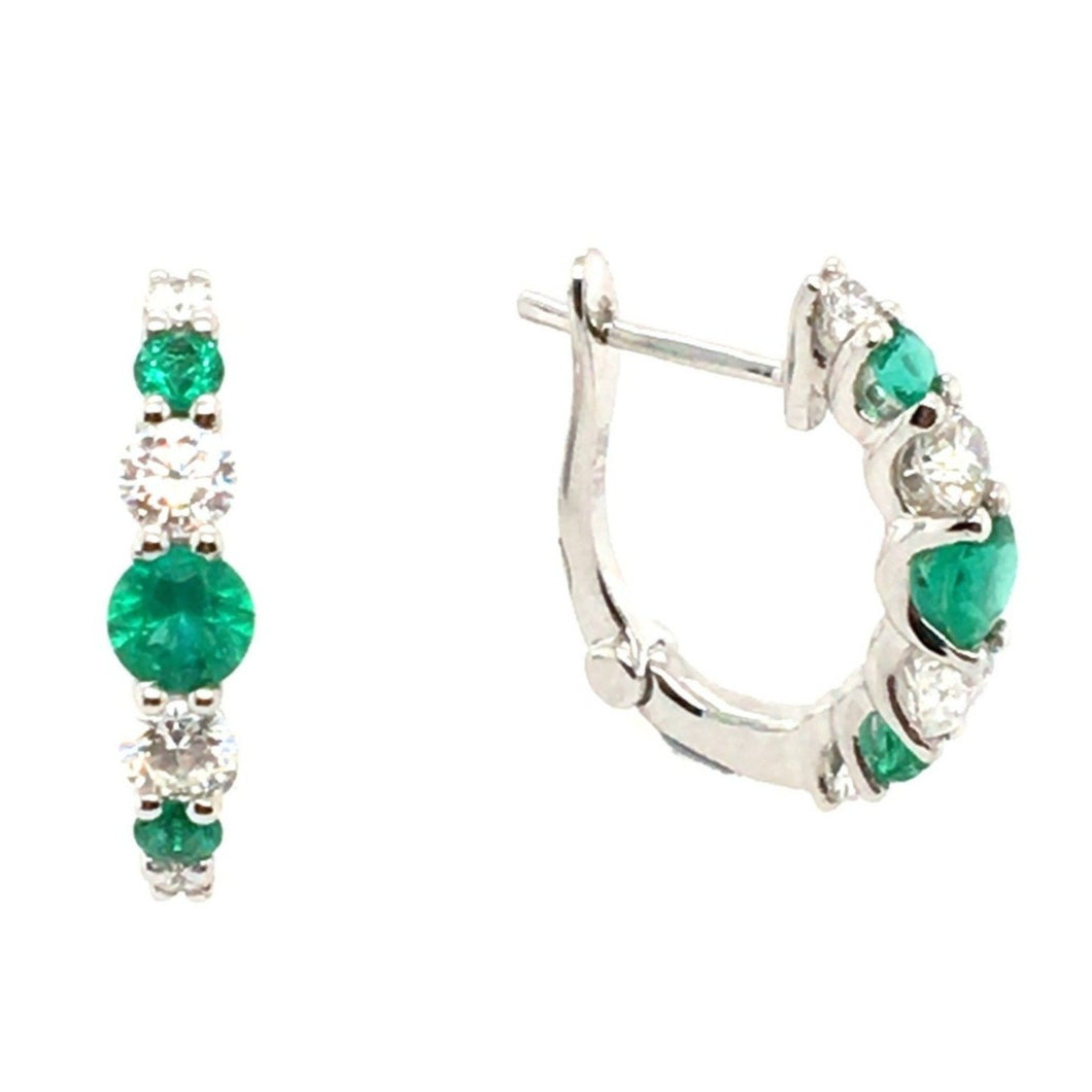 Emerald & Diamond 18ct White Gold Hoops