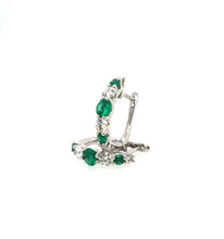Load image into Gallery viewer, Emerald &amp; Diamond 18ct White Gold Hoops
