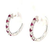Load image into Gallery viewer, Ruby &amp; Diamond Hoop Earrings
