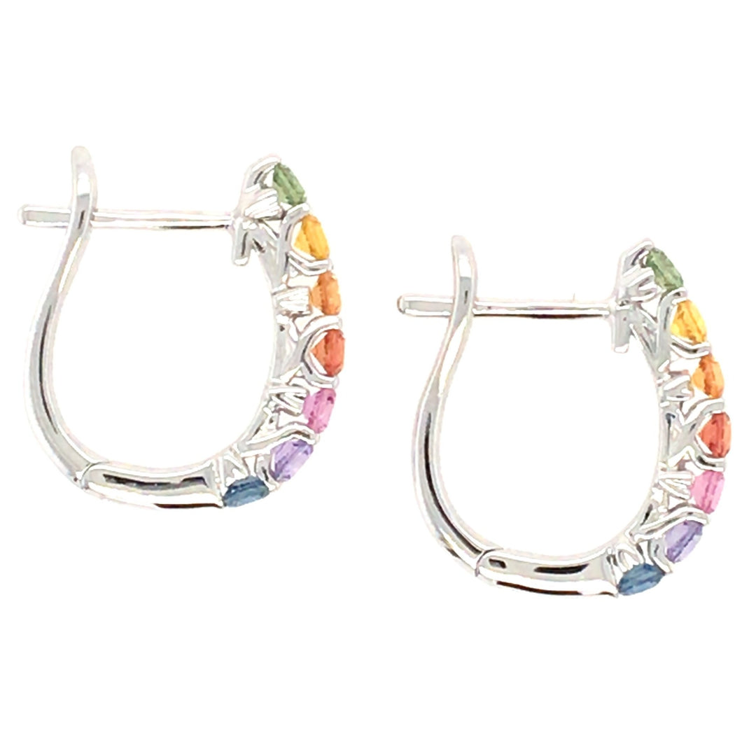 Multi Colour Sapphire Hoop Earrings