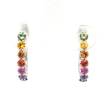 Load image into Gallery viewer, Multi Colour Sapphire Hoop Earrings

