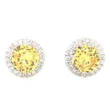 Load image into Gallery viewer, Sunshine Yellow Silver Halo Earrings

