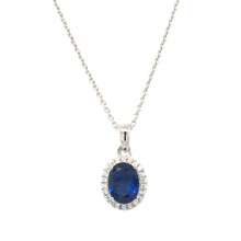 Load image into Gallery viewer, Royal Blue Silver Halo Necklace
