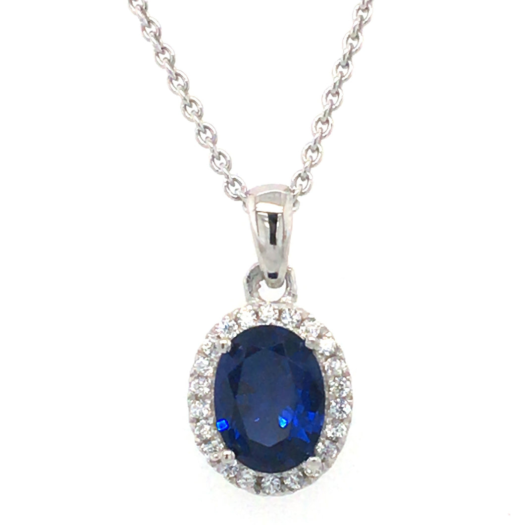 Royal Blue Silver Halo Necklace