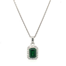 Load image into Gallery viewer, Emerald Green Silver Halo Necklace
