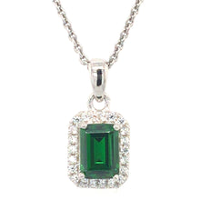 Load image into Gallery viewer, Emerald Green Silver Halo Necklace
