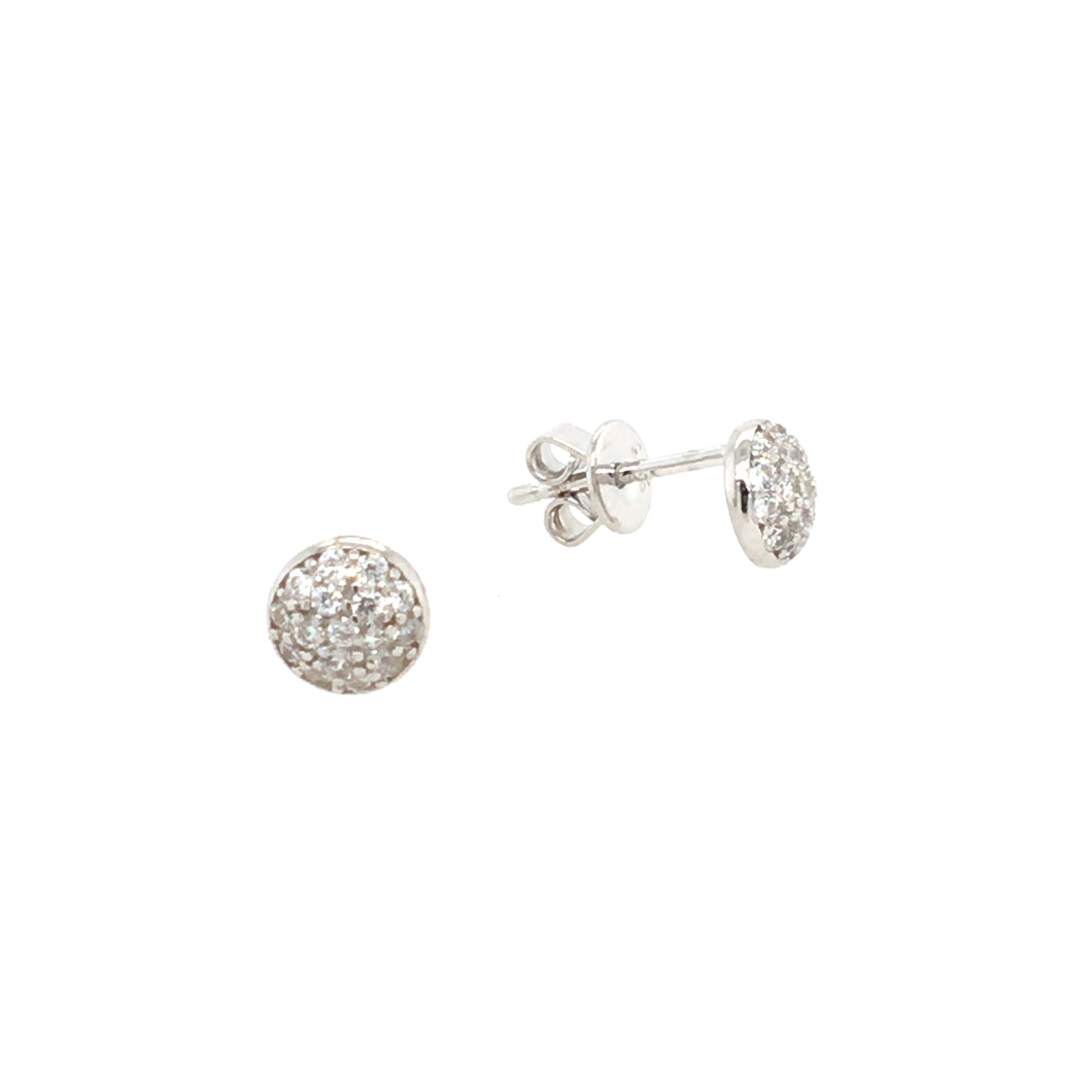 Silver Dome Sparkle Stud Earrings